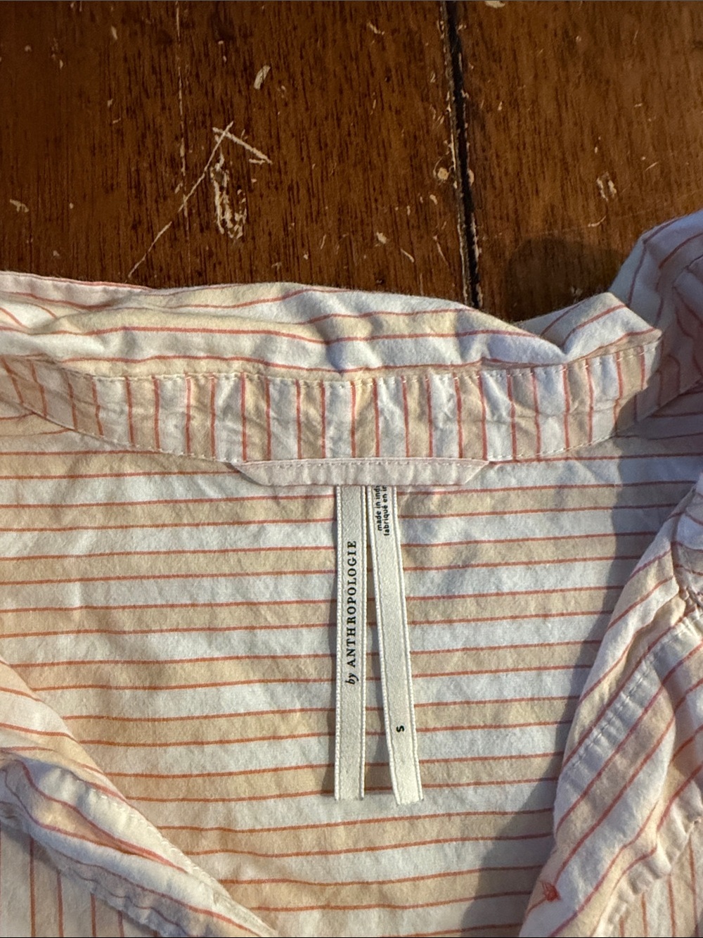 Anthropologie Pink-Striped Cotton Button Shirt